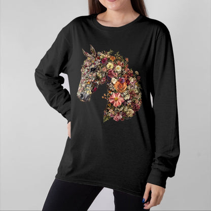 Best Horse Lover Shirt , Funny Horse UnisexT-Shirt/Hoodie/Sweatshirt HLT00 - Horse Lover Gifts Floral Horse T-Shirt - Unisex-Adult, Classic Fit, Black, Small, Short Sleeve, Cott