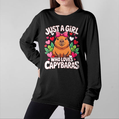 Cute Capybara Shirt, Funny Capybara Unisex T-Shirt/Hoodie/Sweatshirt HLT00 - Capybara Cute Just a Girl who Loves Capybaras T-Shirt (1)