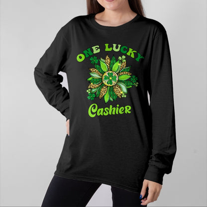 Patrick Day Shirts for Family, Funny Patrick Day shirts, st patrick's day Unisex T-Shirt/Hoodie/Sweatshirt HLT00 - St Patrick Day Shamrock One Lucky Cashier Retro Saint Paddys T-Shirt