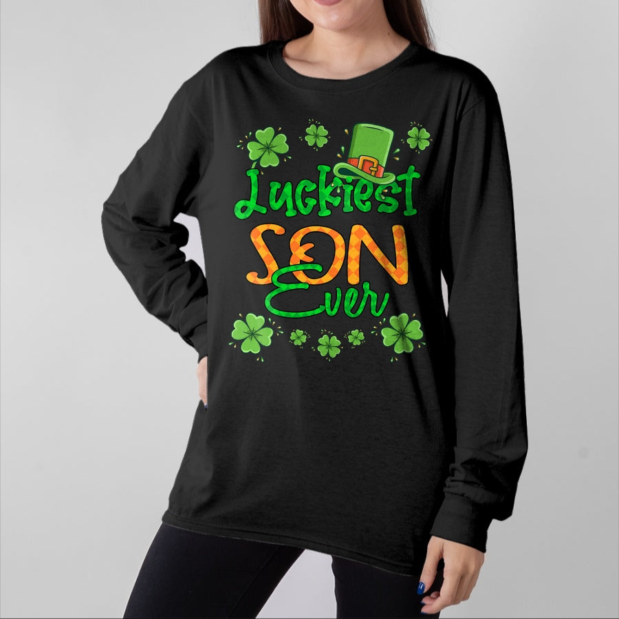 Patrick Day Shirts for Family, Funny Patrick Day shirts, st patrick's day Unisex T-Shirt/Hoodie/Sweatshirt HLT00 - Boy St Patrick Day Luckiest Son Ever St Patricks Day T-Shirt