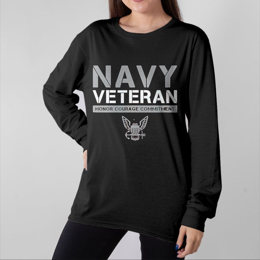 Proud Veteran Shirt, Funny Veteran UnisexT-Shirt/Hoodie/Sweatshirt HLT00 - US Navy - Veteran Honor Courage Commitment T-Shirt, Men, Black, 3X-Large