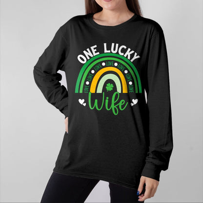 Best Wife Shirt, Wife and Husband Unisex T-Shirt/Hoodie/Sweatshirt HLT00 - Gift for wife T shirt, lucky wife   One Lucky Wife Boho Rainbow Irish Saint Patrick's Day T-Shirt