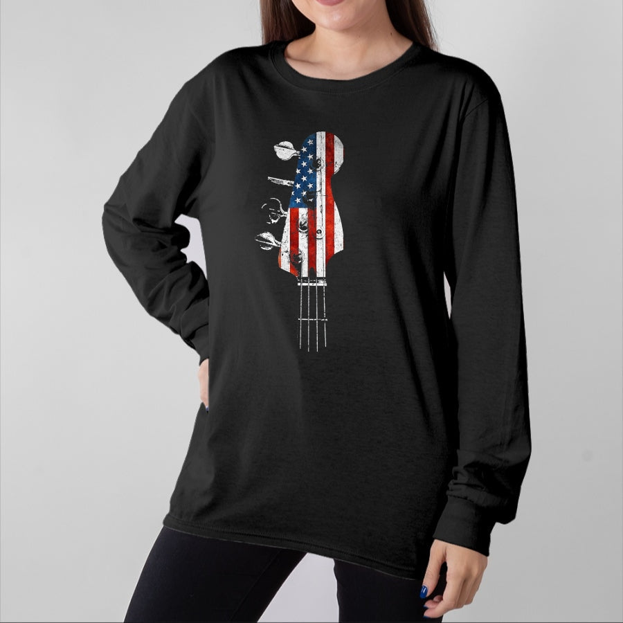 Guitar Lover Shirt, Funny Guitar UnisexT-Shirt/Hoodie/Sweatshirt HLT00 - Bass Guitar Headstock USA Flag for Bassist and Bass Player T-Shirt, Men_s Big and Tall, Black, 2X Ta