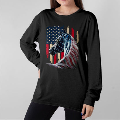 Best Horse Lover Shirt , Funny Horse UnisexT-Shirt/Hoodie/Sweatshirt HLT00 - Patriotic Horse American Flag - Horse Vintage T-Shirt Small