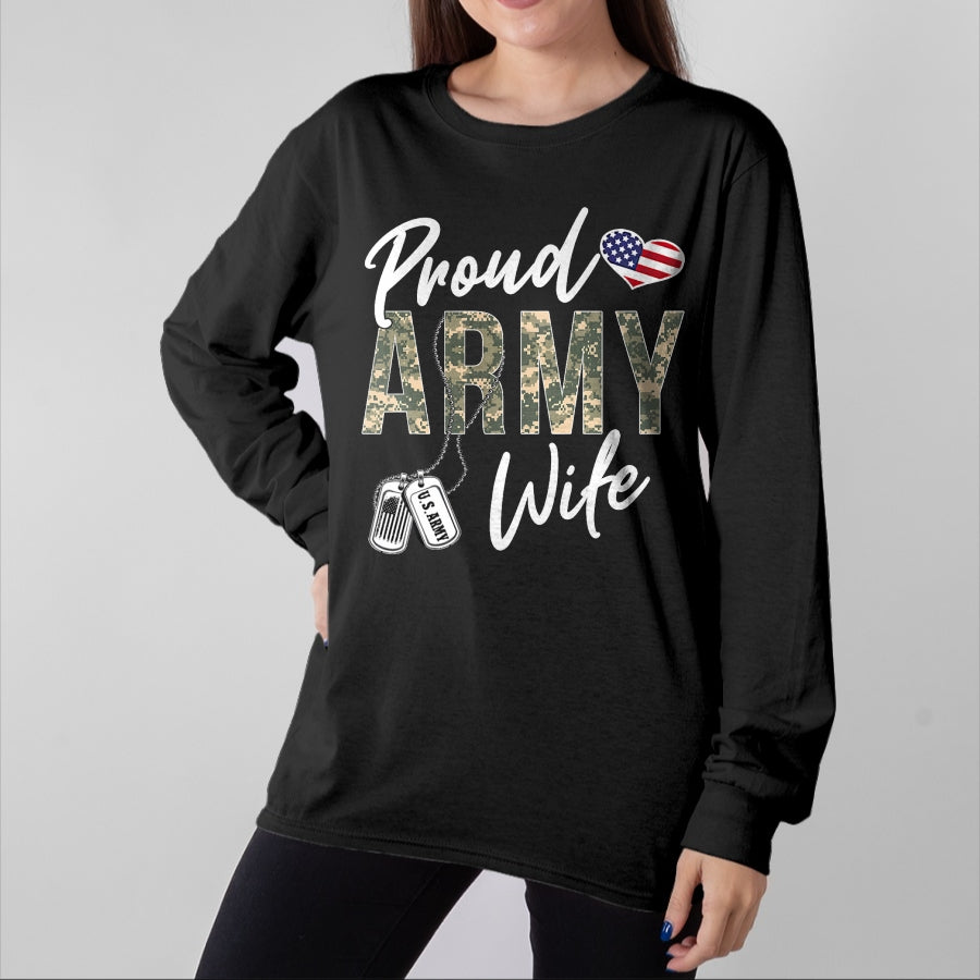 Best Wife Shirt, Wife and Husband Unisex T-Shirt/Hoodie/Sweatshirt HLT00 - Gift for wife T shirt, lucky wife   Proud Army Wife Army Graduation Wife US Army Wife Gifts T-Shirt