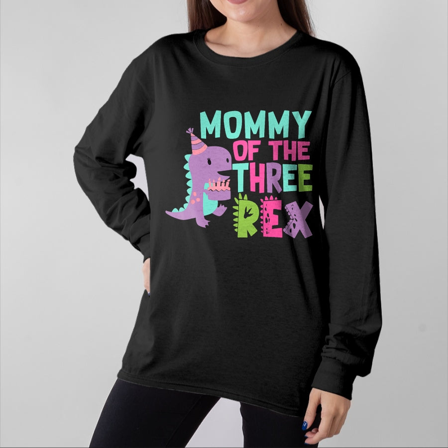 Gift for Mom Shirt, Funny Mom Unisex T-Shirt/Hoodie/Sweatshirt HLT00 - Mommy of the Three Rex Birthday Dinosaur Family Matching T-Shirt