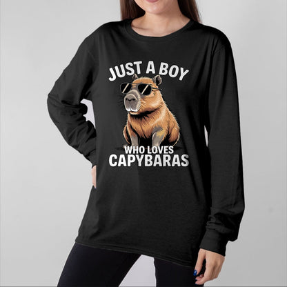 Cute Capybara Shirt, Funny Capybara Unisex T-Shirt/Hoodie/Sweatshirt HLT00 - Just a Boy who Loves Capybaras T-Shirt (1)