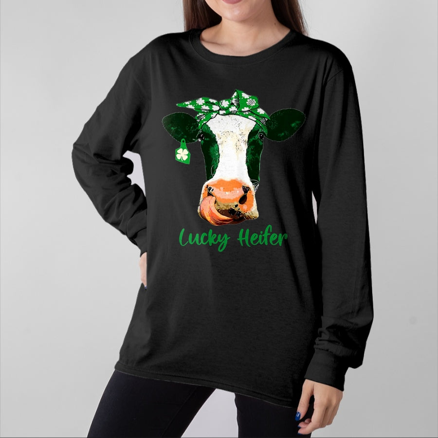 Gift for Mom Shirt, Funny Mom Unisex T-Shirt/Hoodie/Sweatshirt HLT00 - Lucky Heifer Patricks Day Heifer Mom Irish T-Shirt