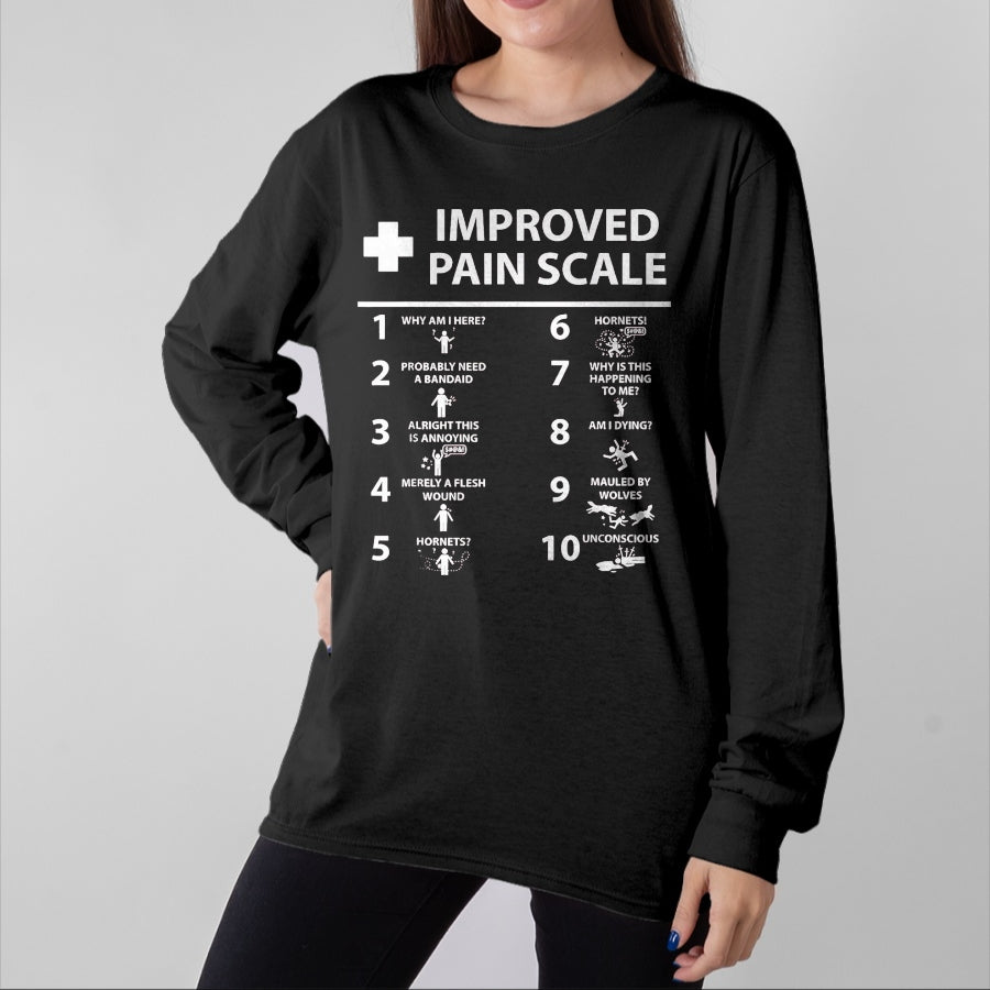 Best Doctor Shirt, Funny Doctor UnisexT-Shirt/Hoodie/Sweatshirt HLT00 - Improved Pain Scale Healthcare Nurse Pain Level Chart Doctor T-Shirt, Men, Black, 3X-Large