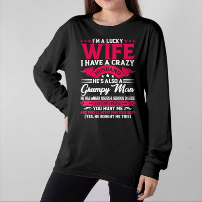 Best Wife Shirt, Wife and Husband Unisex T-Shirt/Hoodie/Sweatshirt HLT00 - Gift for wife T shirt, lucky wife   I'm A Lucky Wife I have A Husband Funny Family Humor Wife Pullov