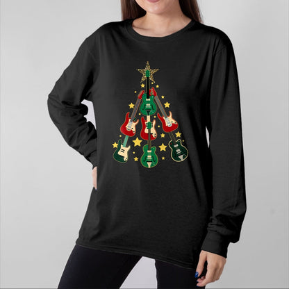 Guitar Lover Shirt, Funny Guitar UnisexT-Shirt/Hoodie/Sweatshirt HLT00 - Cool Guitar Christmas Tree Guitar Lovers Christmas Tree T-Shirt