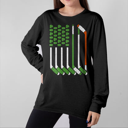 Patrick Day Shirts for Family, Funny Patrick Day shirts, st patrick's day Unisex T-Shirt/Hoodie/Sweatshirt HLT00 - Vintage St Patrick Day Ice Hockey American Flag Saint Pattys T-Shirt