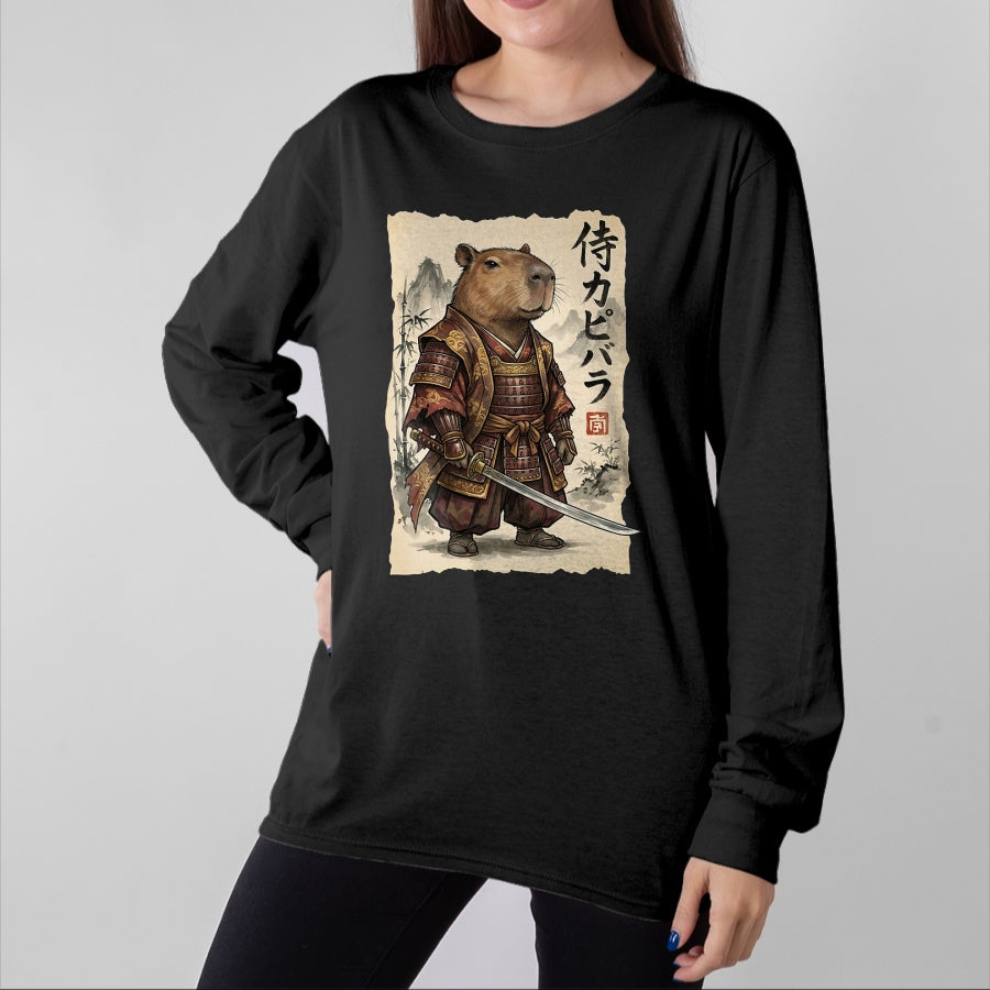 Cute Capybara Shirt, Funny Capybara Unisex T-Shirt/Hoodie/Sweatshirt HLT00 - Samurai Capybara Japanese Art Vintage Graphic Funny Animal T-Shirt