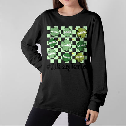 Patrick Day Shirts for Family, Funny Patrick Day shirts, st patrick's day Unisex T-Shirt/Hoodie/Sweatshirt HLT00 - Vintage One Lucky Literacy Teacher St Patrick Day School T-Shirt