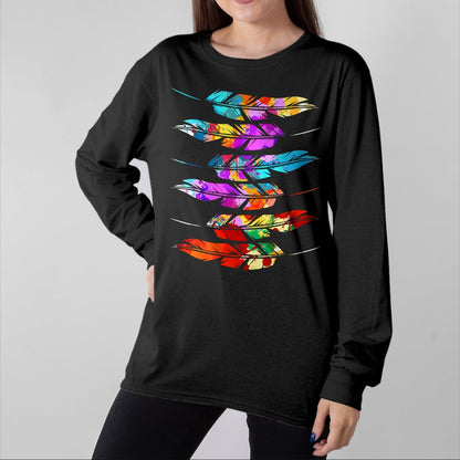 Native American T-Shirts, Vintage Native American Unisex T-Shirt/Hoodie/Sweatshirt HLT00 - Colorful Feathers American Indian Pride Native American