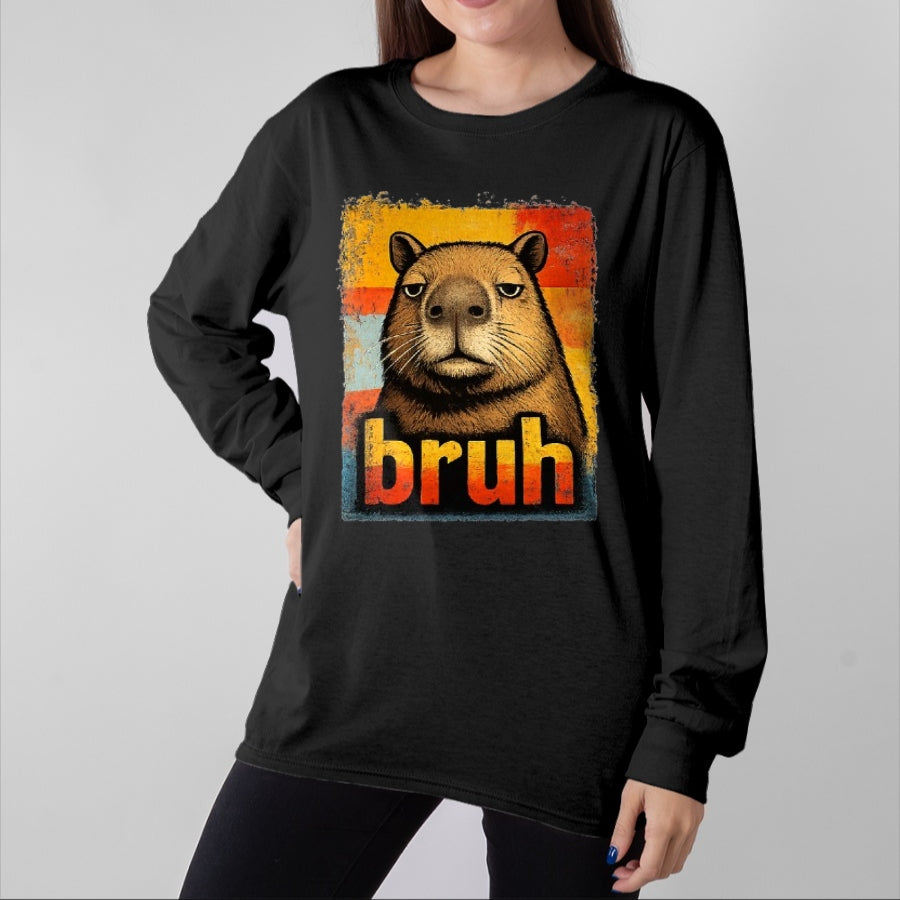 Cute Capybara Shirt, Funny Capybara Unisex T-Shirt/Hoodie/Sweatshirt HLT00 - Funny Graphic Meme Capybara Bruh for Boys Girls Men Women T-Shirt