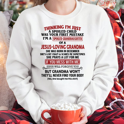 Christian Girl Shirt – Spoiled by Grandma December Edition – From Grandma to Granddaughter MTNN12 (SKU07-181-12)