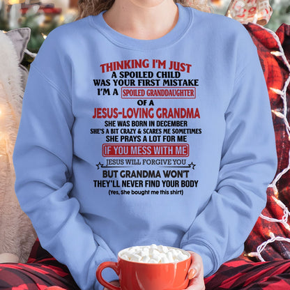 Christian Girl Shirt – Spoiled by Grandma December Edition – From Grandma to Granddaughter MTNN12 (SKU07-181-12)