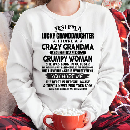 OCTOBER - LUCKY GRANDDAUGHTER OF CRAZY GRANDMA - PERFECT GIFT FROM GRANDMA - HNDS10 (SKU12-146-10)