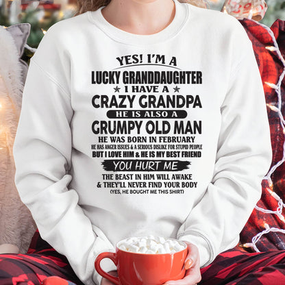 FEBRUARY - LUCKY GRANDDAUGHTER OF CRAZY GRANDPA - PERFECT GIFT FOR YOUR GRANDDAUGHTER FROM GRANDPA - MTNN02 (SKU10-150-02)