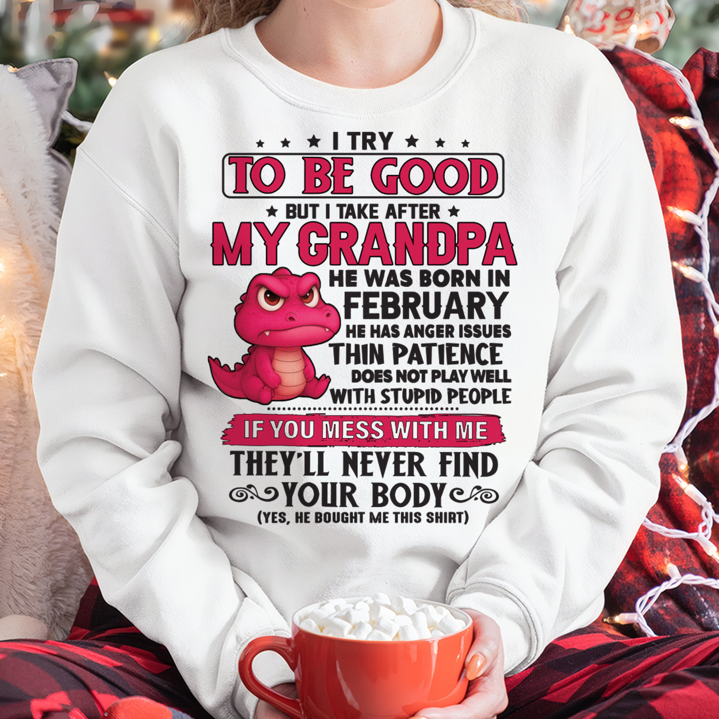 FEBRUARY – FUNNY DINOSAUR ANGER ISSUES - T-SHIRT FROM GRANDPA - MTNN02 (SKU2604-304-02)