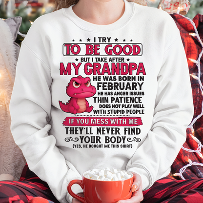 FEBRUARY – FUNNY DINOSAUR ANGER ISSUES - T-SHIRT FROM GRANDPA - MTNN02 (SKU2604-304-02)