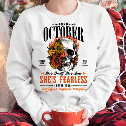 OCTOBER – SHE’S FEARLESS – BEAUTY & GRACE WOMEN TEE - T-SHIRT FOR WOMEN - MTNN10 (SKU2605-389-10)