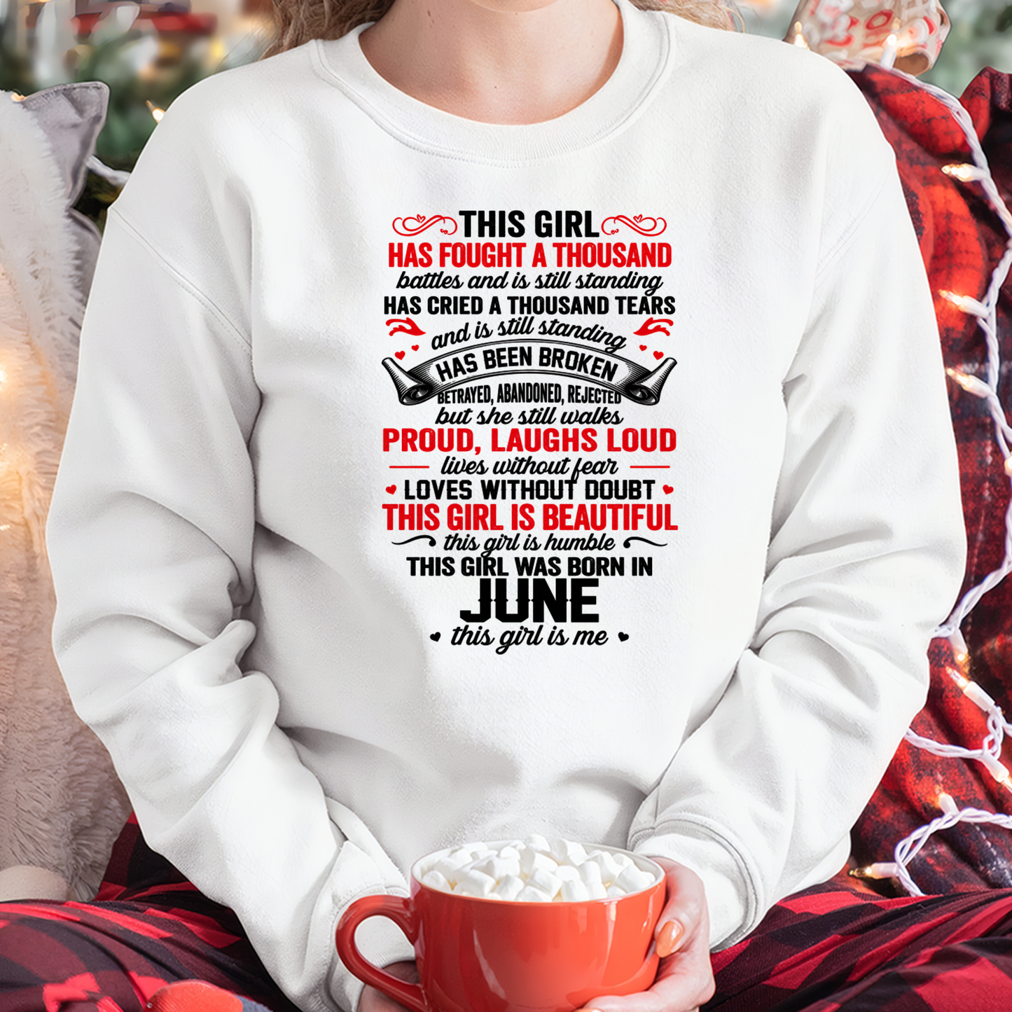 JUNE GIRL – STRONG, BEAUTIFUL & STILL STANDING – T-SHIRT FOR WOMEN – MTNN06 (SKU2607-203-06)