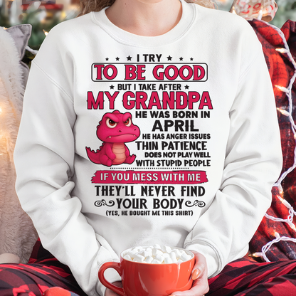 APRIL – FUNNY DINOSAUR ANGER ISSUES - T-SHIRT FROM GRANDPA - MTNN04 (SKU2604-304-04
