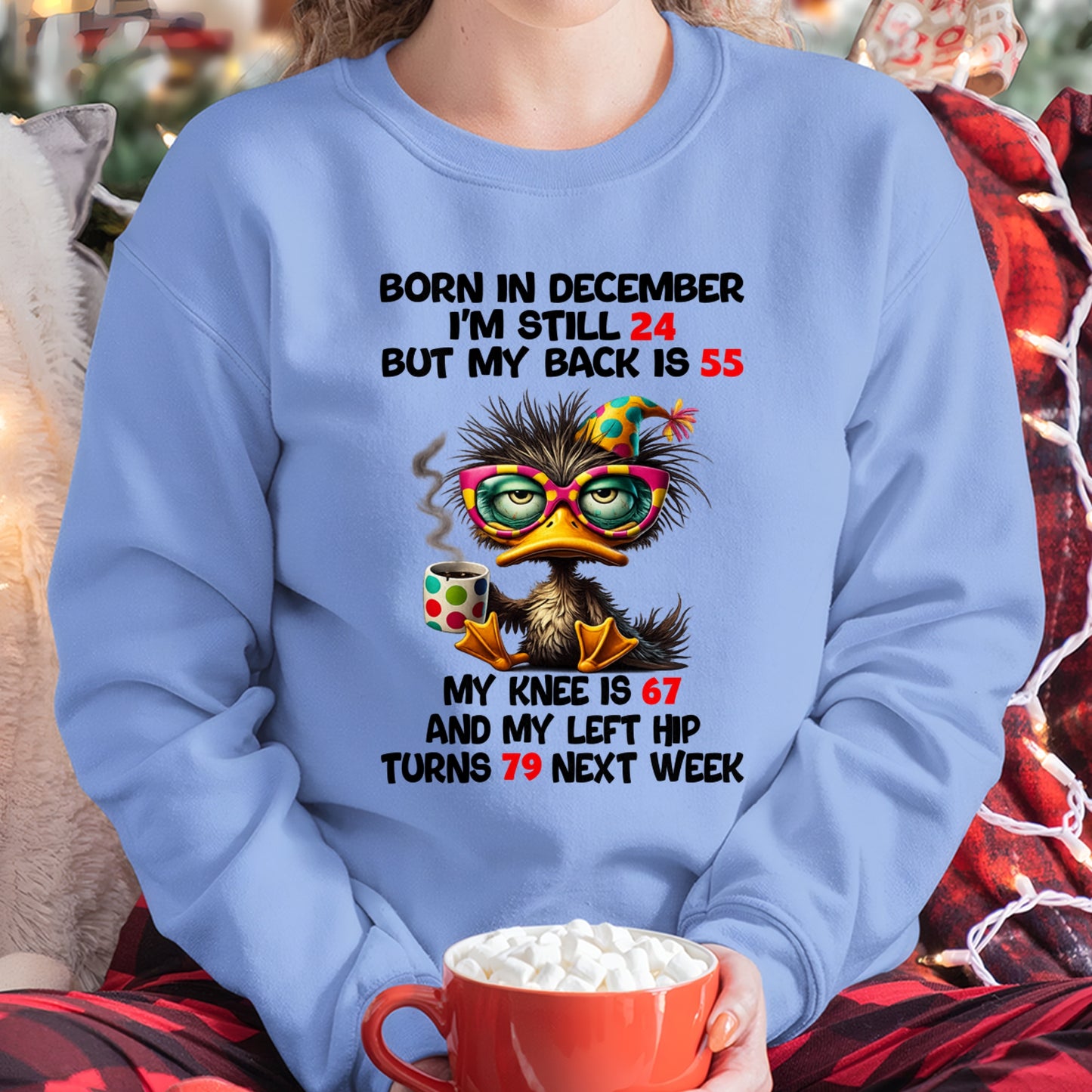 BORN IN DECEMBER - I'M STILL 24 BUT MY BACK IS 55 FUNNY T-SHIRT/HOODIE/SWEATSHIRT - HNDS12
