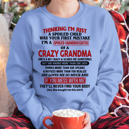 I'M A SPOILED GRANDDAUGHTER OF A CRAZY GRANDMA - From Grandma - MTNN00 (SKU-GMD1-NTT00)