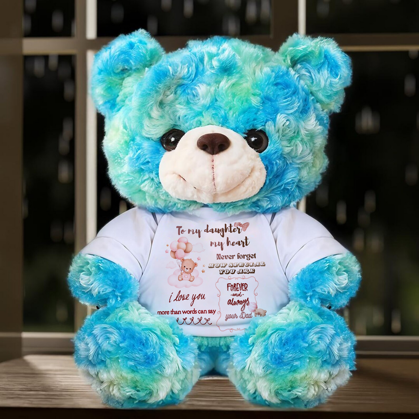 A Soft Hug to Daughter Teddy Bear – Warmly Given from Dad