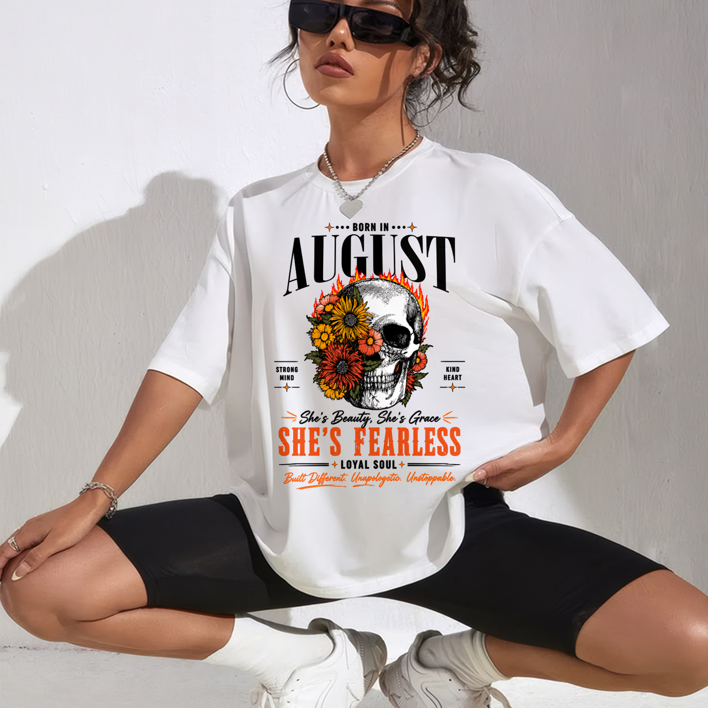 AUGUST – SHE’S FEARLESS – BEAUTY & GRACE WOMEN TEE - T-SHIRT FOR WOMEN - MTNN08 (SKU2605-389-08)