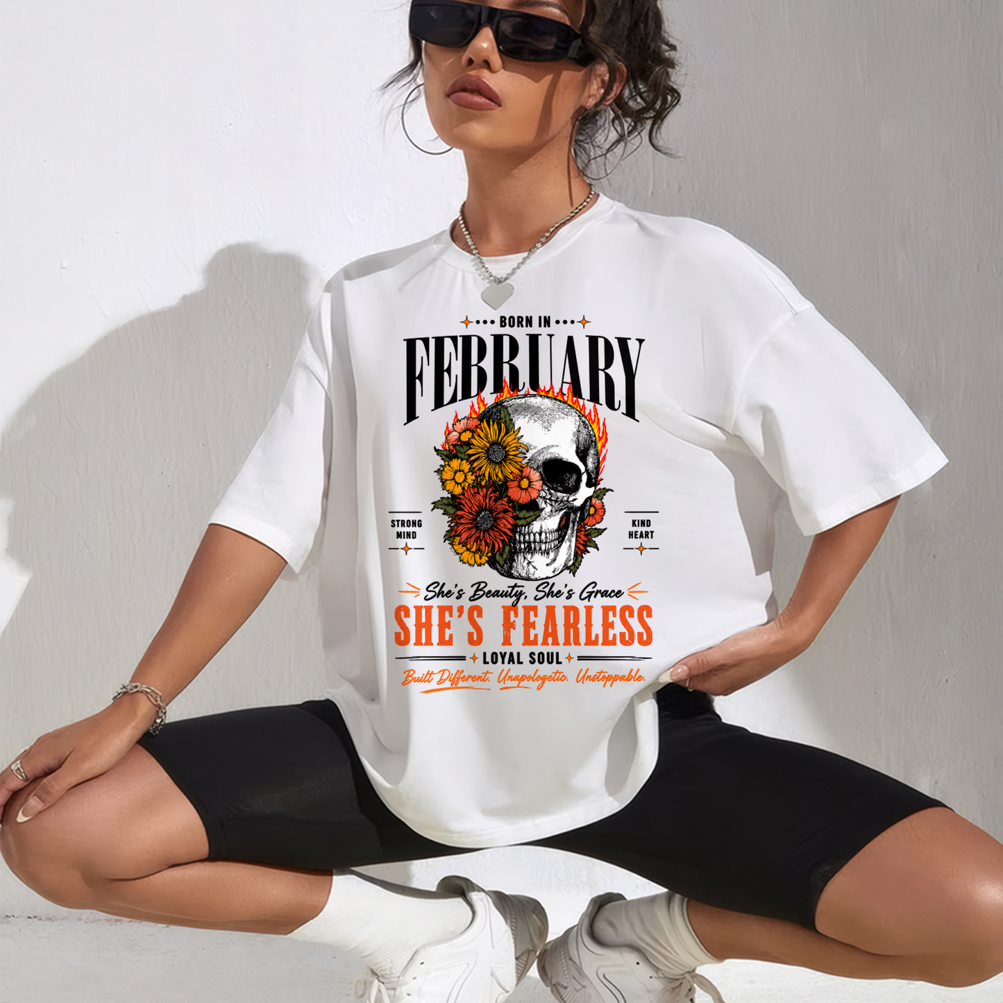 FEBRUARY – SHE’S FEARLESS – BEAUTY & GRACE WOMEN TEE - T-SHIRT FOR WOMEN - MTNN02 (SKU2605-389-02)