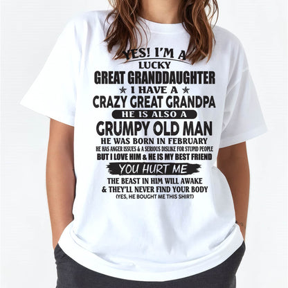 FEBRUARY - LUCKY GREAT GRANDDAUGHTER OF CRAZY GREAT GRANDPA - PERFECT GIFT FROM GREAT GRANDPA - MTNN02 (SKU12-287-02)