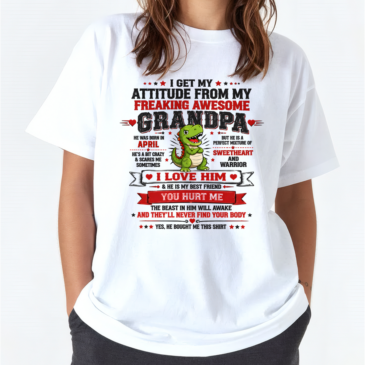 APRIL – FREAKING AWESOME GRANDPA – T-SHIRT GIFT FROM GRANDPA – MTNN04 (SKU2610-22-04)