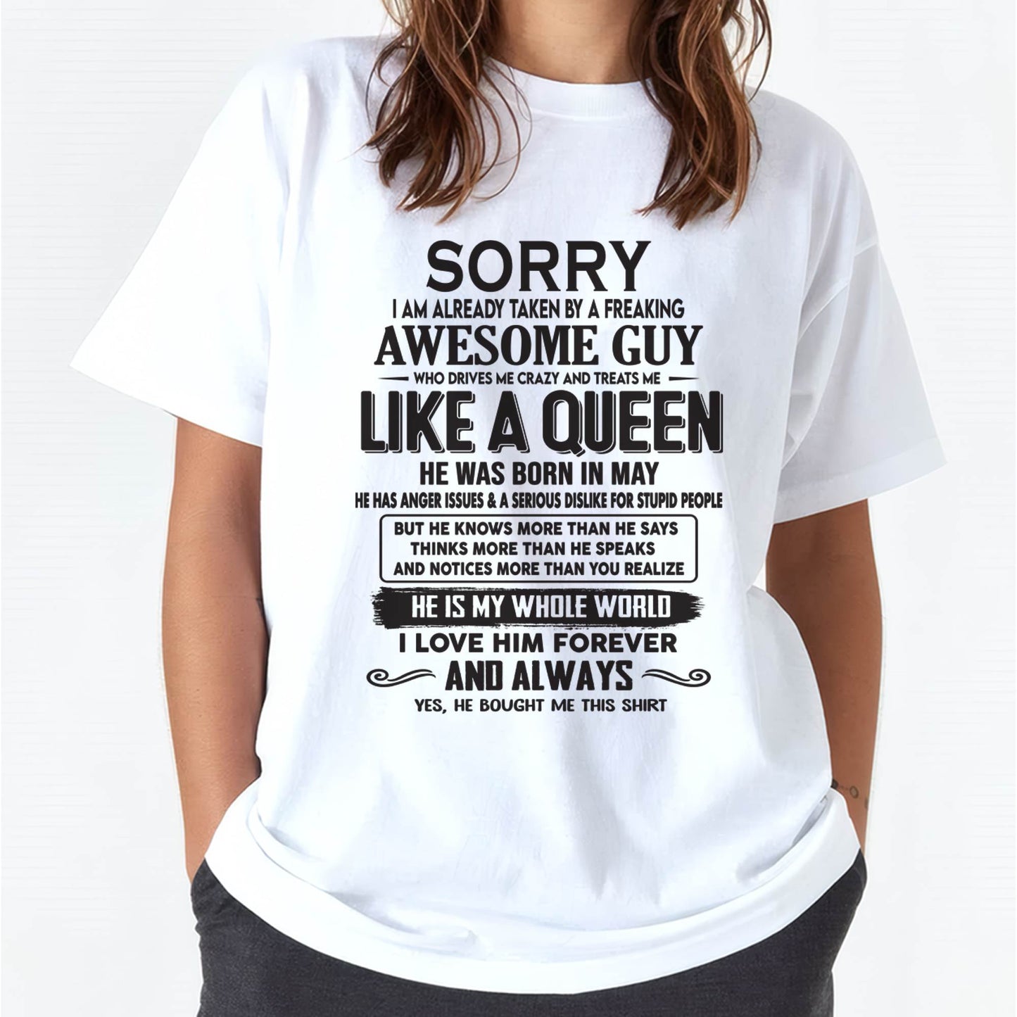 May - Sorry I am already taken by a freaking awesome guy - Gift for Wife From Husband - HNDS05 (SKU08-25-05)