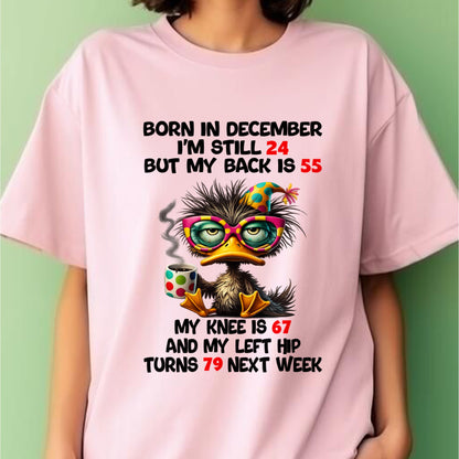 BORN IN DECEMBER - I'M STILL 24 BUT MY BACK IS 55 FUNNY T-SHIRT/HOODIE/SWEATSHIRT - HNDS12