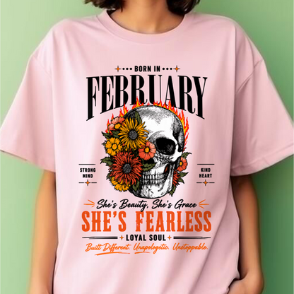 FEBRUARY – SHE’S FEARLESS – BEAUTY & GRACE WOMEN TEE - T-SHIRT FOR WOMEN - MTNN02 (SKU2605-389-02)