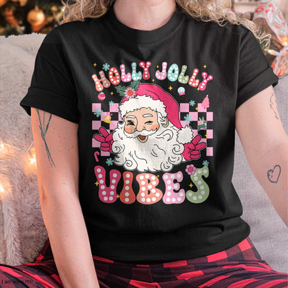 Groovy Cute Santa Claus Christmas Vibes Xmas Girls Womens T-Shirt - Christmas Unisex T-Shirt/Hoodie/Sweatshirt - HNDS00