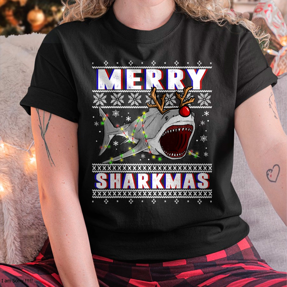 Funny Sharkmas Shark Ugly Christmas Sweaters T-Shirt - Christmas Unisex T-Shirt/Hoodie/Sweatshirt - HNDS00