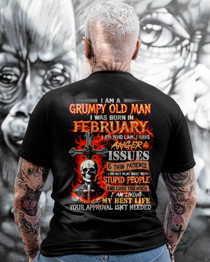 FEBRUARY - GRUMPY OLD MAN T-SHIRT - FUNNY SKULL ANGER ISSUES TEE - PERFECT GIFT FOR MEN MTNN02 (SKU12-319-02)