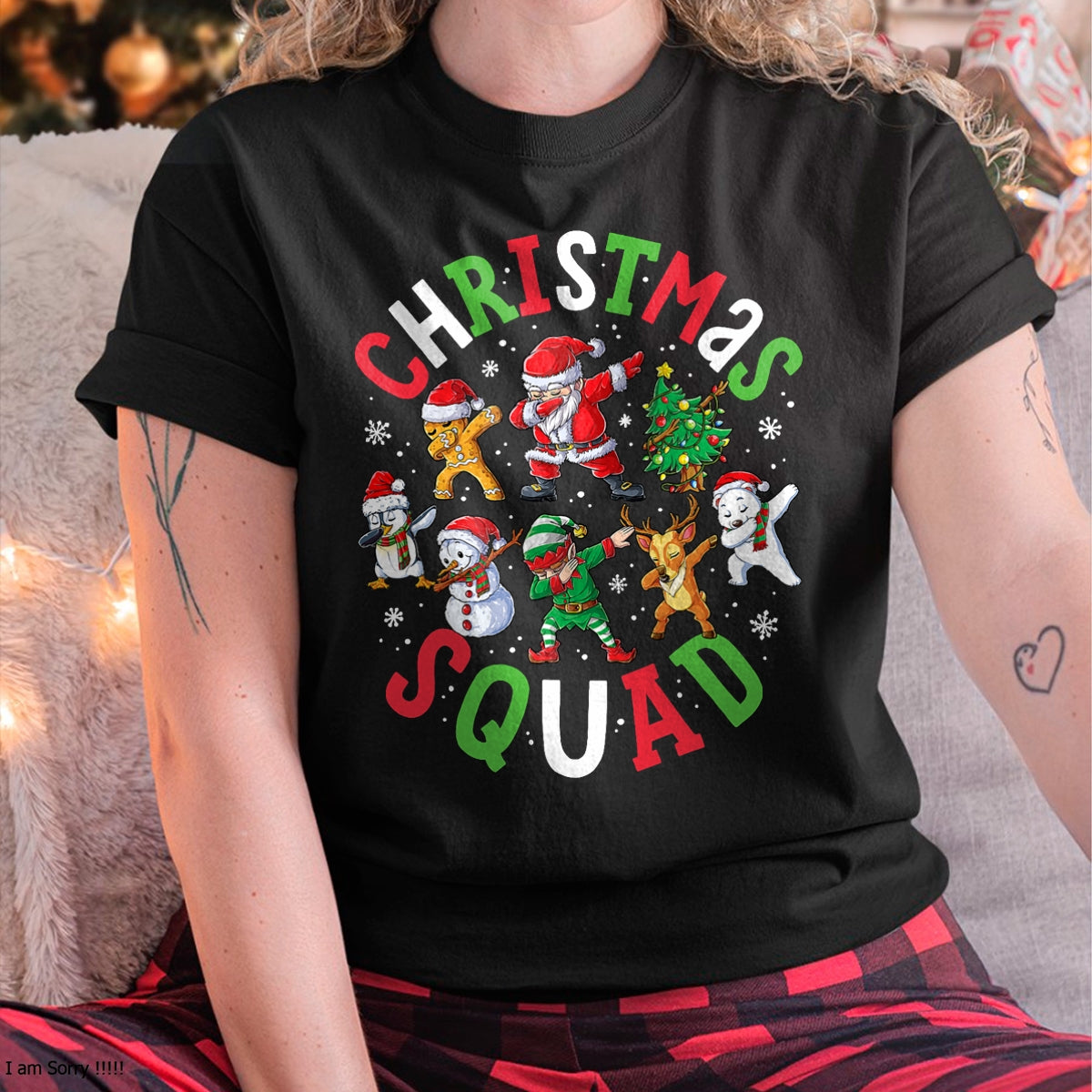 Christmas Squad Santa Dabbing Elf Family Matching Pajamas T-Shirt - Christmas Unisex T-Shirt/Hoodie/Sweatshirt - HNDS00