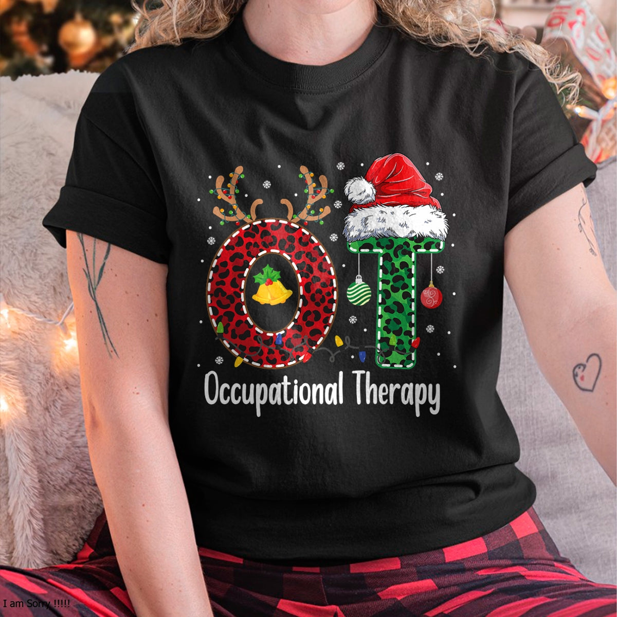 Christmas Shirts for Family, Funny christmas shirts, Christmas Unisex T-Shirt/Hoodie/Sweatshirt HLT00 - Occupational Therapy Christmas santa hat OT Therapist T-Shirt