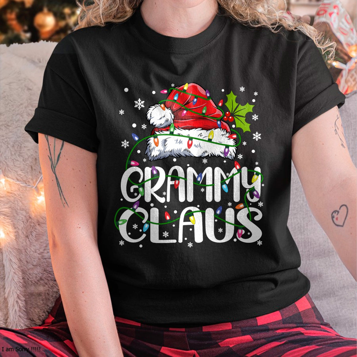 Grammy Claus Shirt Christmas Lights Pajama Family Matching Long Sleeve T-Shirt - Christmas Unisex T-Shirt/Hoodie/Sweatshirt - HNDS00