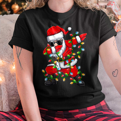 Dabbing Santa Xmas Lights Girls Boys Kids Christmas Gifts T-Shirt - Christmas Unisex T-Shirt/Hoodie/Sweatshirt - HNDS00
