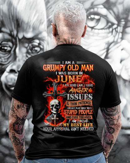 JUNE - GRUMPY OLD MAN T-SHIRT - FUNNY SKULL ANGER ISSUES TEE - PERFECT GIFT FOR MEN MTNN06 (SKU12-319-06)