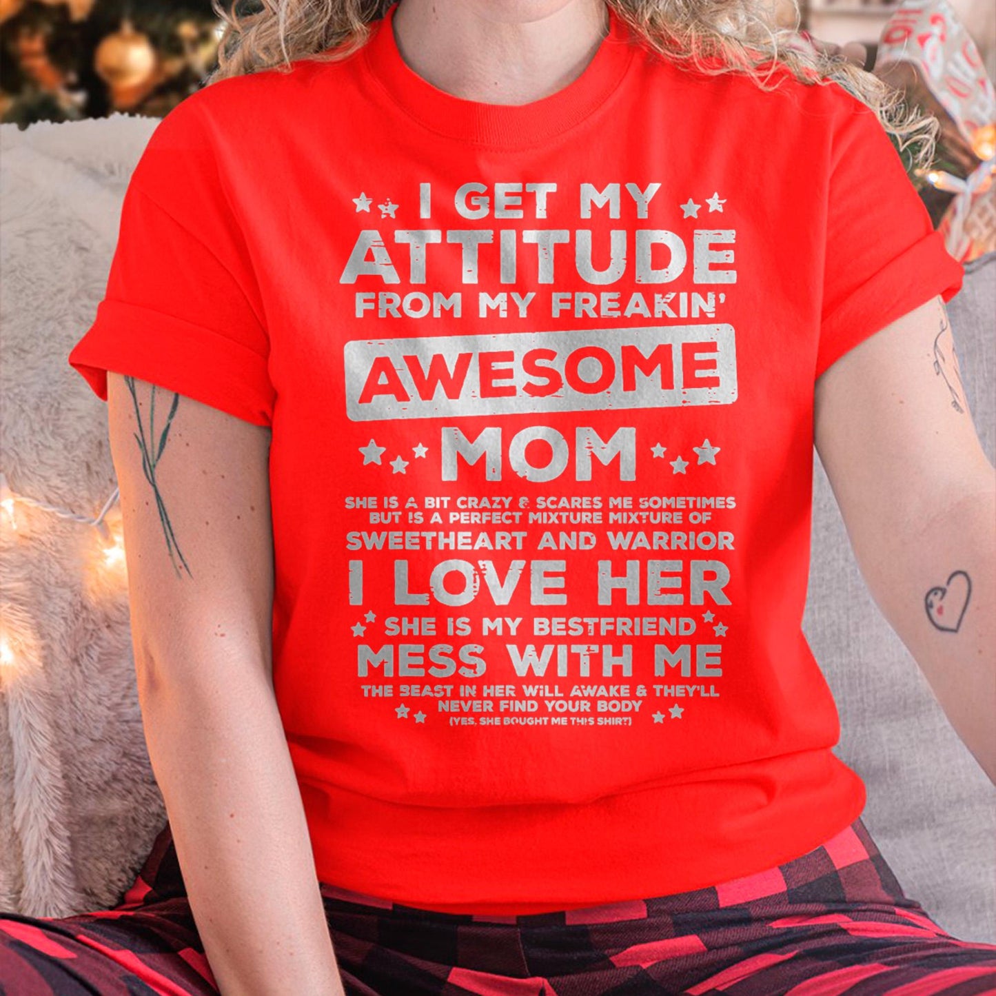 Got My Attitude From Awesome Mom Mothers Day Daughter Son T-Shirt - Gift for Daughter and Son From Mom - MTNN00