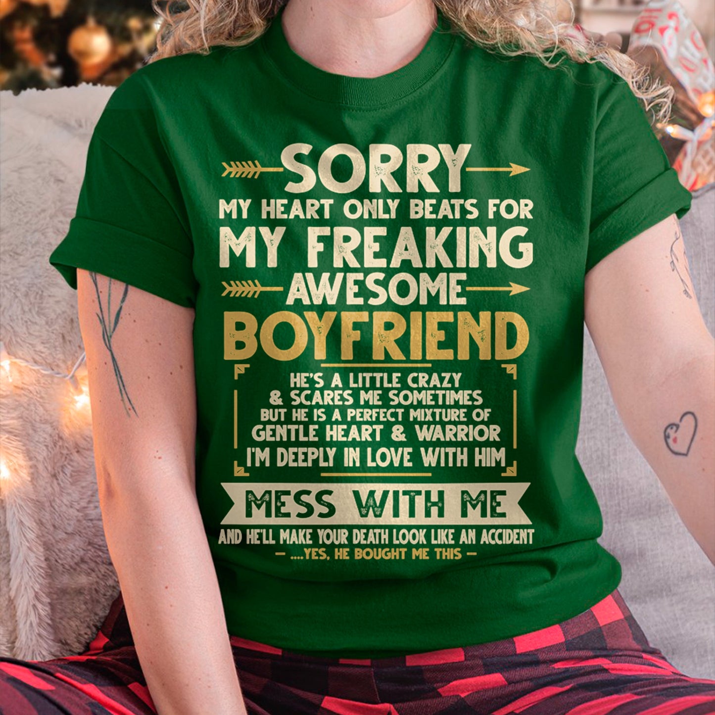 SORRY MY HEART ONLY BEATS FOR MY FREAKING AWESOME BOYFRIEND - FROM GIRLFRIEND TO BOYFRIEND T-Shirt/Hoodie/Sweatshirt - HNDS00