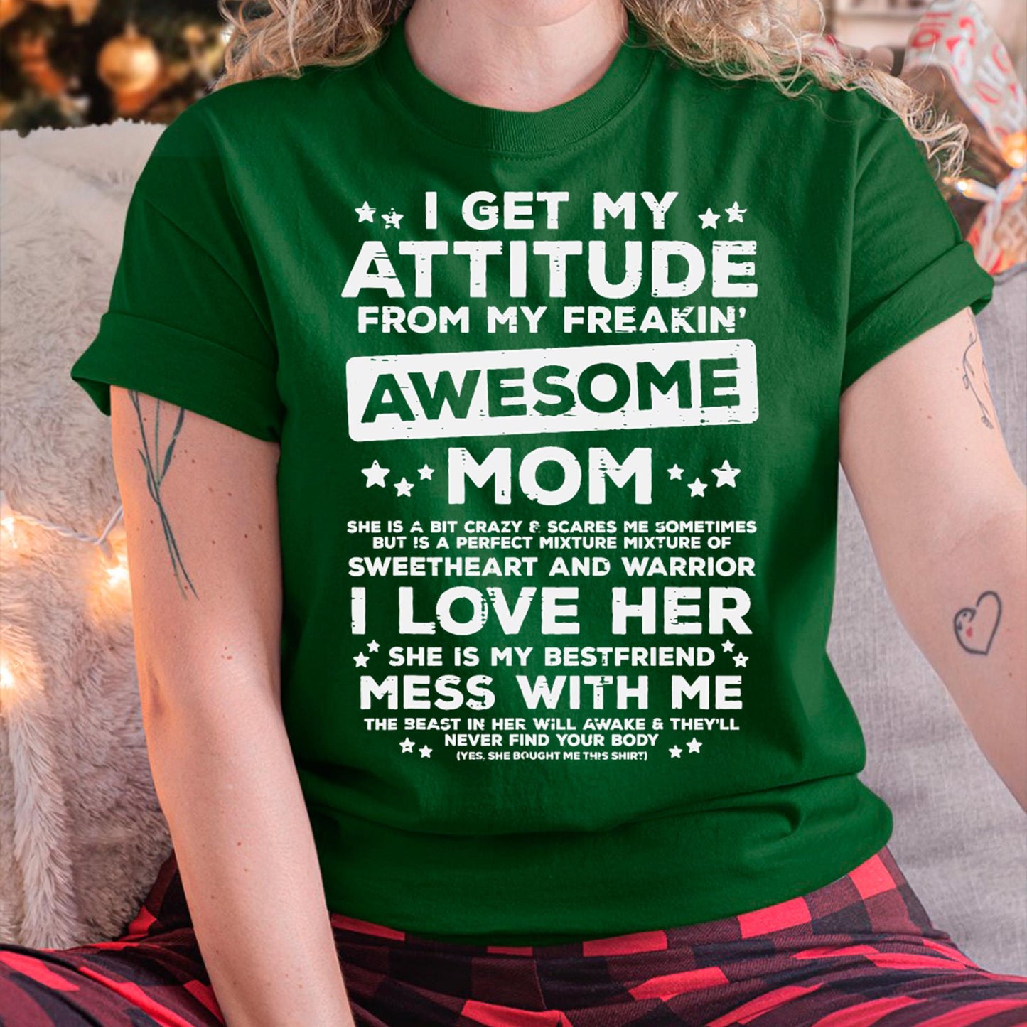 Got My Attitude From Awesome Mom Mothers Day Daughter Son T-Shirt - Gift for Daughter and Son From Mom - MTNN00